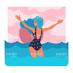 卡通夏季人物  - 源文件下载【酷图网】夏季,夏天,夏日,盛夏,度假,暑假,休闲,旅行,旅游,促销,你好夏天,夏令营,清凉夏日,人物,清新,背景,海报,素材,海报素材,展板素材,主题,卡通,手绘,插画,元素,矢量,插图,海边,夏装,人物插画,美女,女人,女孩,时尚,扁平,泳衣,泳装,ai,沙滩,海滩,性感美女,下海,海里,拥抱,海风,日落