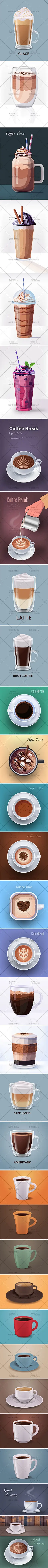 卡通手绘餐饮饮品饮料热饮咖啡奶茶果茶冷饮插画AI矢量设计素材-淘宝网