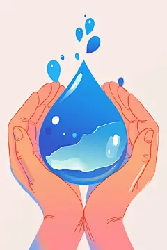 节约用水珍惜水资源水滴插画元素