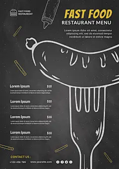 国外简约餐厅西餐厅沙拉饮品烘焙面包店菜单目录海报 (22)