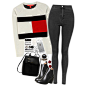 A fashion look from December 2015 featuring white crop top, high-waisted jeans and black ankle boots. Browse and shop related looks.