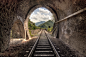 General 2480x1653 tunnel arch railway bricks stones HDR hill trees clouds