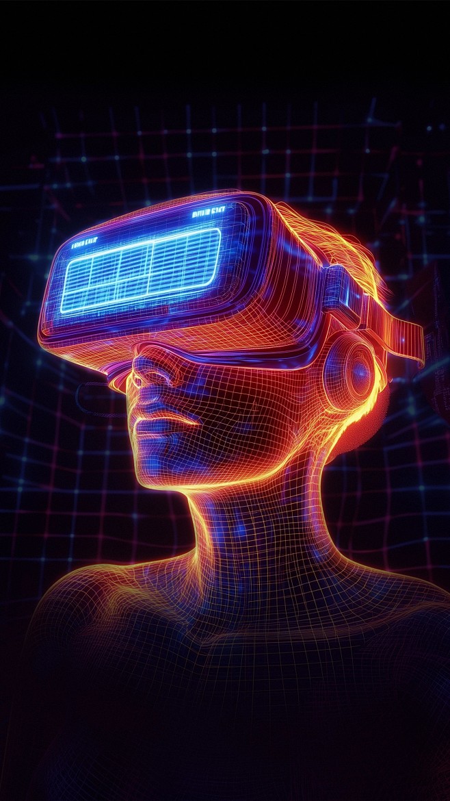 花瓣素材_服饰系列科技风戴vr虚拟眼镜_...