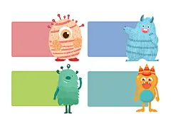 卡通动物儿童姓名牌卡通姓名牌手绘扁平边框PNG素材