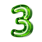 Number 3 Shape Neon Text  3D Icon