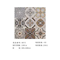 欧式手绘艺术花砖600x600仿古砖复古客厅卧室地砖阳台防滑地板砖