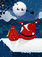 圣诞老人房顶赏月插画高清素材 圣诞帽 圣诞老人 圣诞节 房屋 房顶 深蓝色 节日 落雪 远山 雪橇 雪花 飘雪 背景底图 背景 设计图片 免费下载
