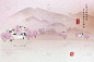 房屋,乡村,背景,山,高雅,植物,地形,绘画作品,花,树