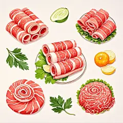 卡通水彩火锅羊肉卷素材高清模板免费下载-趣麦麦图