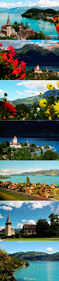 瑞士施皮兹 童话王国中的古堡】矗立在湖畔的古堡，更让本来就胜似人间天堂的施皮兹，俨然成为童话中的王国，据说这也是瑞士最美的小镇。站在施皮兹的火车站，可以俯瞰整个小镇，湖畔的城堡、深蓝的湖泊，以及山顶阿尔卑斯的绝佳美景，好一个人间仙境。