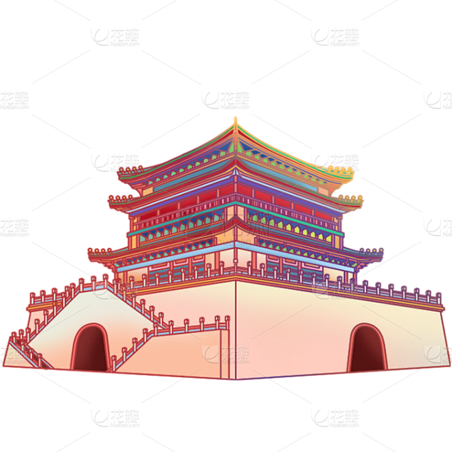 中秋国庆中国风建筑-钟鼓楼