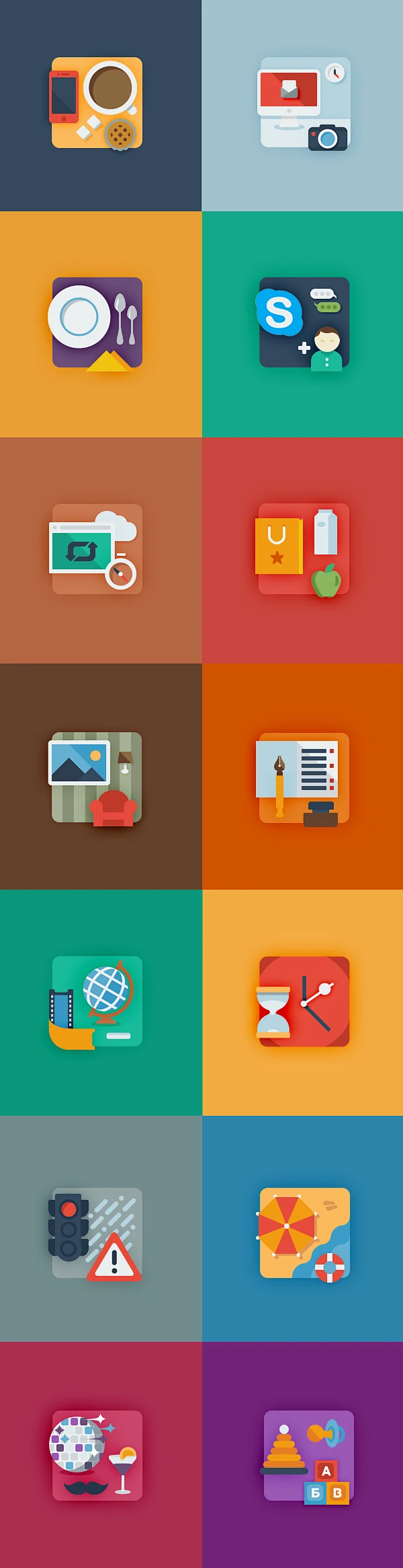 Flat timeline icons on Behance-花瓣网