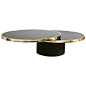 Design Institute of America Revolving Brass & Tinted Glass Coffee Table: 
