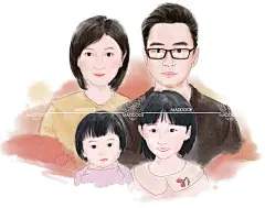 #商业插画# #头像# #水彩# #板绘# #一家四口# #小清新#