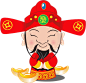 中国年 猴年用  财神爷 发财  卡通 无杂边 免扣 透明背景 png