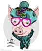 猪妹 猪 卡通猪 时尚猪 手绘