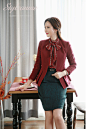 竖条雪花印花蝴蝶领结上衣 : Romantic & Trendy Looks, Styleonme