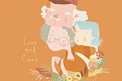 爷爷奶奶 可爱卡通 卡通插画 爷爷 奶奶 可爱 设计素材