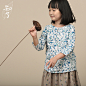 知了童装 K3016《似月》原创日系女童绣花圆领长袖衬衣
