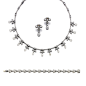 (#513) 鑽石項鏈、手鏈及吊耳環一對