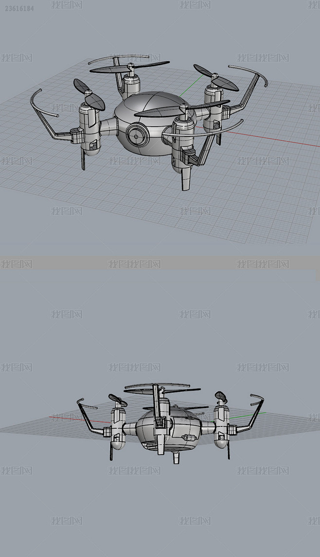 无人机四轴飞行器航拍器犀牛模型