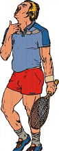 手绘做封杀动作的网球选手插画|卡通画|卡通人物|人物图片|生活百科|矢量素材|手绘|网球|运动|运动员|肢体动作