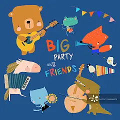 卡通场景和可爱的动物玩音乐正版高清图片下载-视觉中国VCG.COM