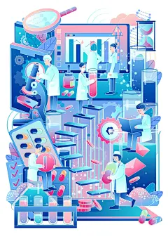 扁平风插画｜医药主题｜AI插画