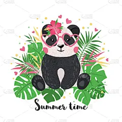 贺卡与可爱的熊猫在手绘风格。