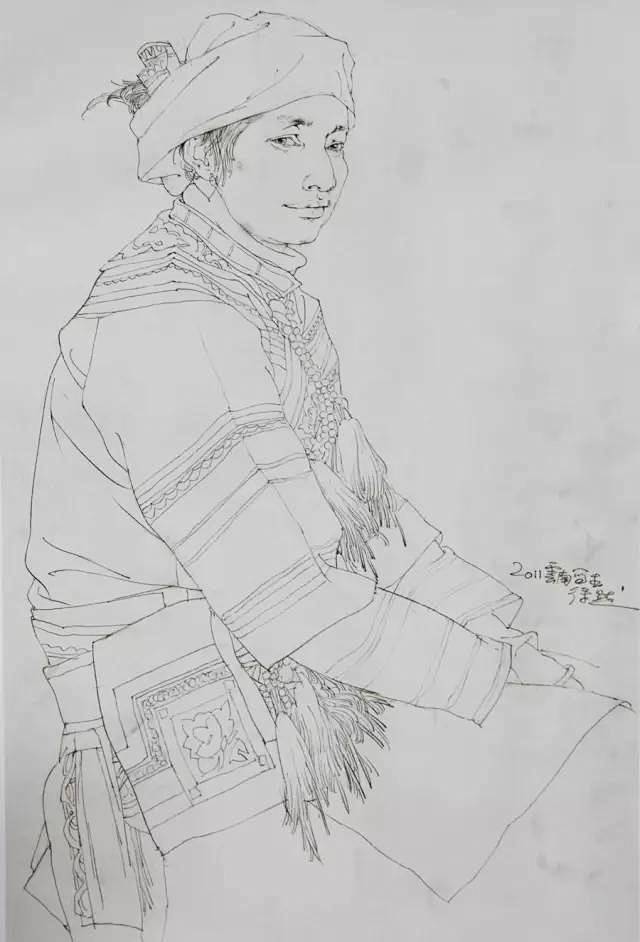 线描人物速写写生作品欣赏