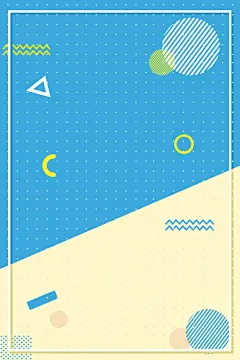 淘宝蓝色撞色几何波点小清新海报