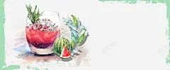 饮品手绘蓝色海报高清素材 banner 夏天 夏季 手绘 文艺 果汁 水果 清凉 蓝色 西瓜 饮品 元素 免抠png 设计图片 免费下载 页面网页 平面电商 创意素材