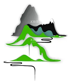 山水矢量画   - 源文件下载【酷图网】图标,logo,山水图,简笔图,矢量图,