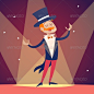 Circus Show Host in Suit with Cylinder Hat - People Characters