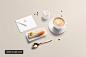 精致的甜品咖啡品牌vi样机素材 图标icon 