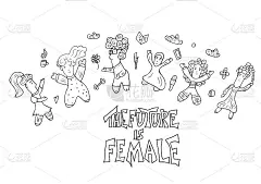 未来是女性的。矢量手绘报价。
