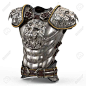 Medieval armor on the body in the style of a lion with large shoulder pads on an isolated white background Stock Photo - 79732690