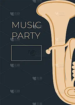 矢量音乐设计与管或喇叭。卡通涂鸦插图的邀请，卡片，海报，印刷或传单。