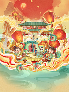 温柔的小怪兽💦采集到【手绘插画场景/创意】
