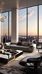 Manhattan living with this elegantly designed apartment's living room, a space that exudes luxury
