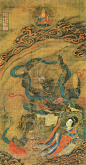 明宝宁寺水陆画之佛像 : 宝宁寺水陆画系明代佚名宫廷画家所作，是中国佛教绘画艺术的珍品，现藏于山西博物院。