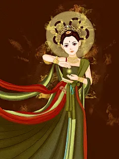 敦煌舞蹈女孩插画