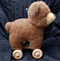 Douglas Co. Cuddle Toy Plush Bear & Wood Pull Cart Toy