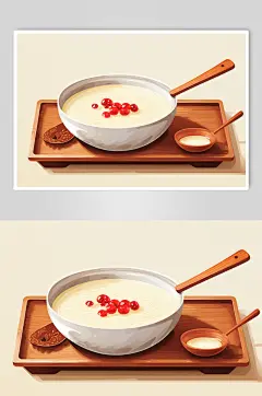 AI数字艺术传统节日腊八粥手绘美食插画