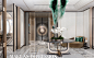 Interior of a luxuious penthouse in the style of Art Deco by NG-studio.