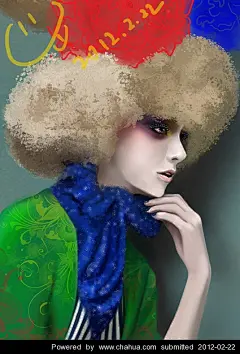 妖娆的短发的插画画廊展厅