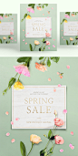 [美工云]春天气息鲜花打折促销海报PSD模板Spring flower Sale Poster#ti289a5917 :  