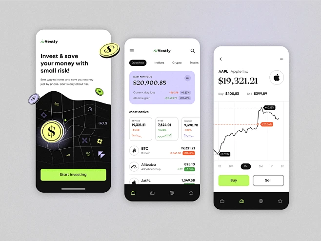 InVestly - Mobile App by Arounda Product for Arounda on Dribbble-花瓣网