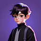 cartoon boy, purple background,inthe style of vray tracing, shiny/glossy,ue5,hallyu, bold character designs, realisticimpression, 8k