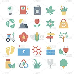 自然和生态彩色矢量图标3